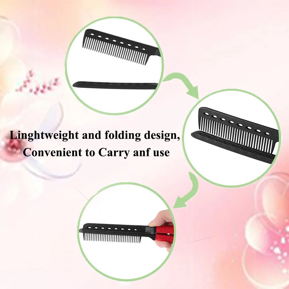 2 PCS Beauty Hair Comb Hair Straightening Comb Brush V Shape Folding Salon Hairdress Styling Tool Dress Up